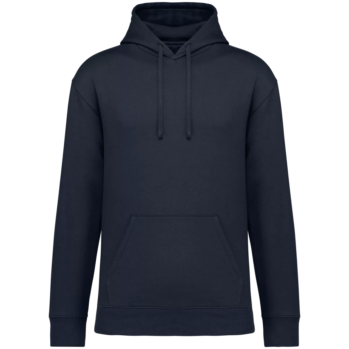 Ecologische uniseks sweater met capuchon en verlaagde schouders in geborsteld fleece Navy Blue
