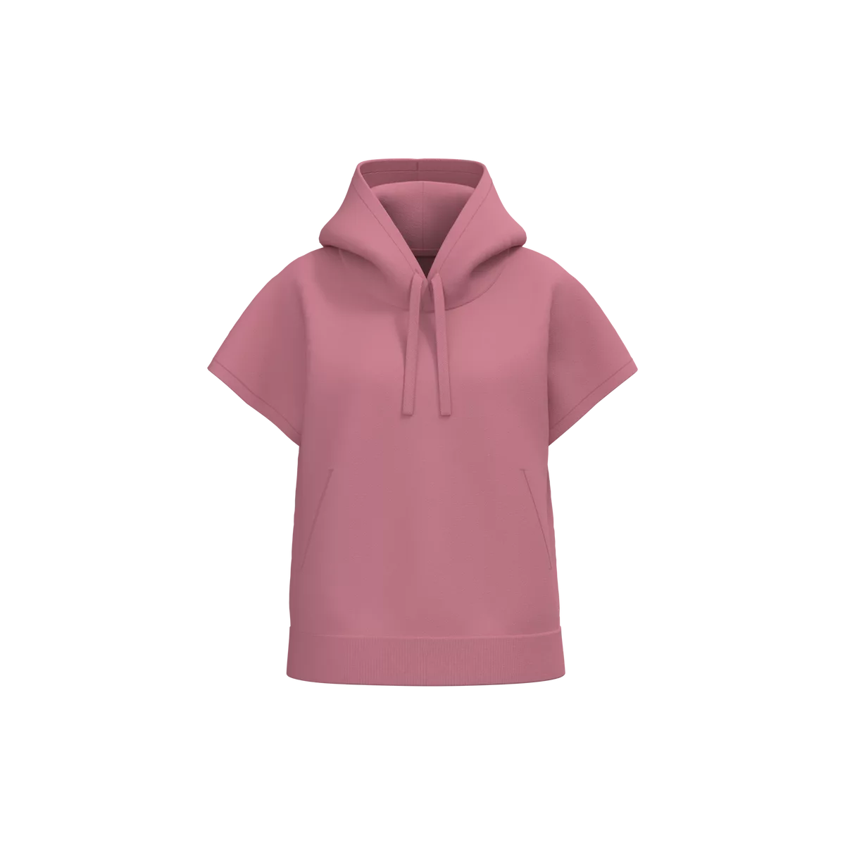 Ecologische ruime, mouwloze damessweater met capuchon in French Terry Antique Rose