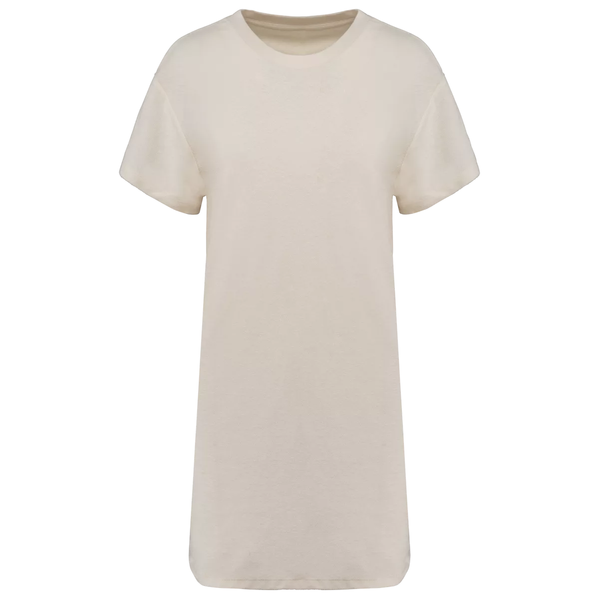 Ecologische badstof t-shirtjurk met afhangende mouwen Ivory