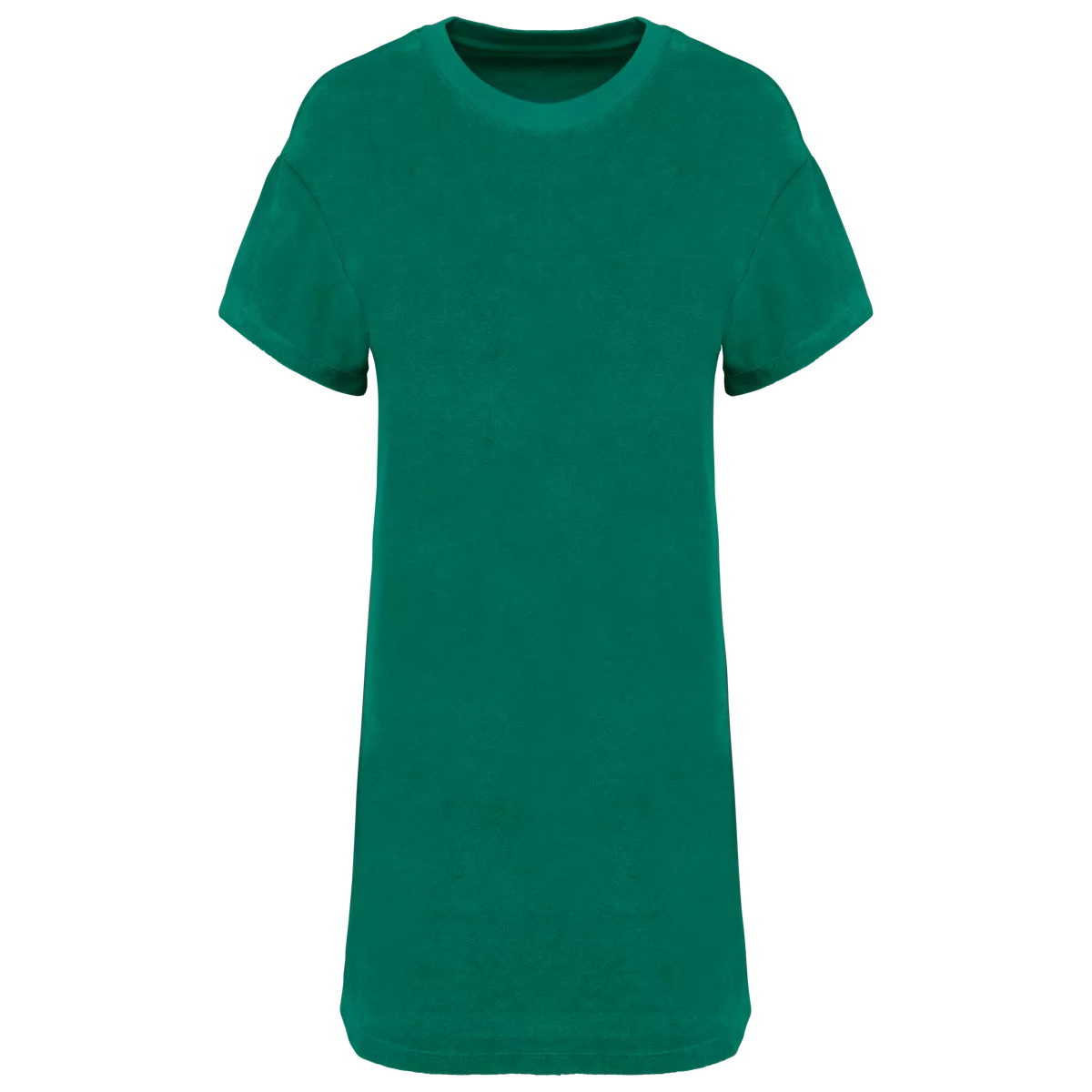 Ecologische badstof t-shirtjurk met afhangende mouwen Malachite Green