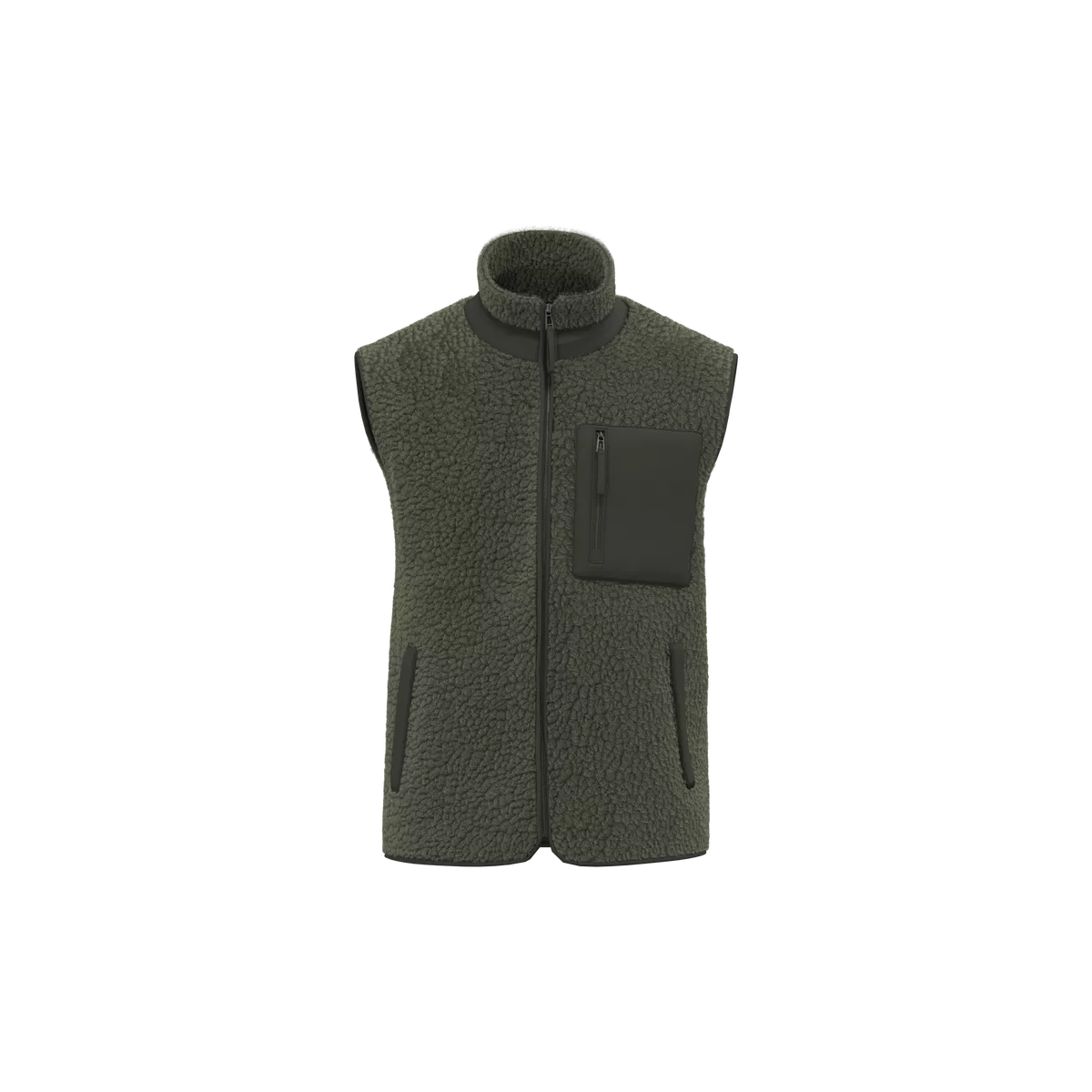 Ecologische uniseks bodywarmer van sherpa Forest Khaki / Dark Forest Khaki