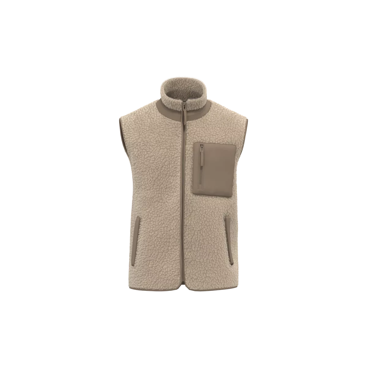 Ecologische uniseks bodywarmer van sherpa Wet Sand / Driftwood