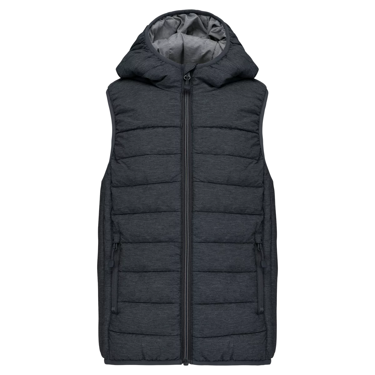 Bodywarmer met capuchon kids Marl Dark Grey