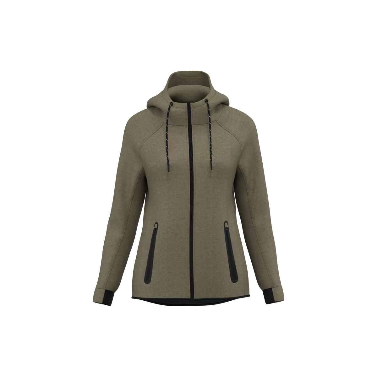 Damesjasje met capuchon performance Light Khaki Heather