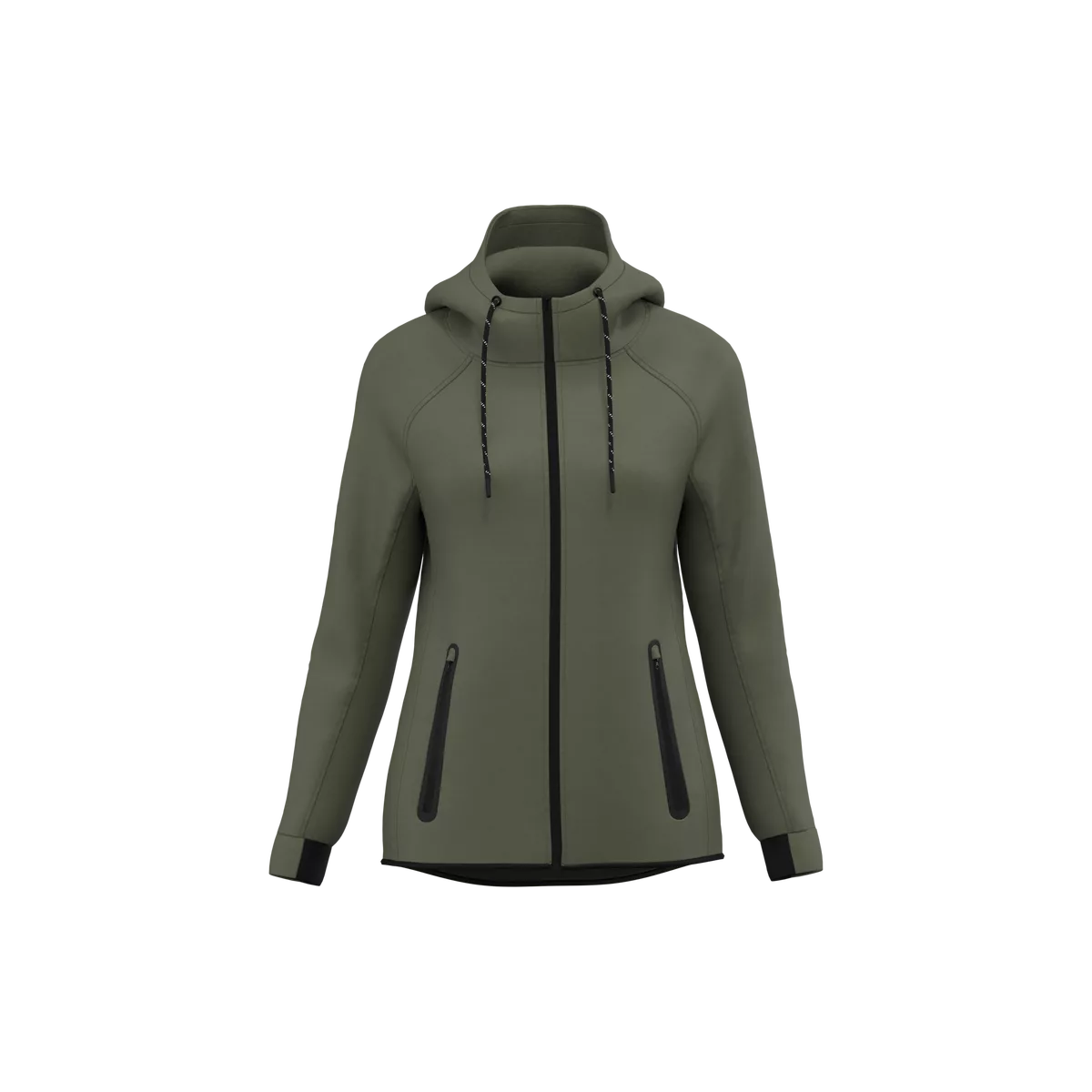 Damesjasje met capuchon performance Sporty Khaki