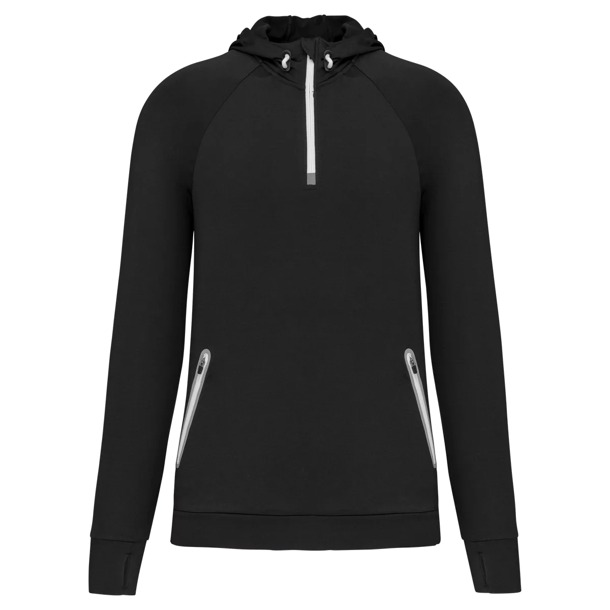 Unisex sportsweater Met Capuchon En Ritskraag Black