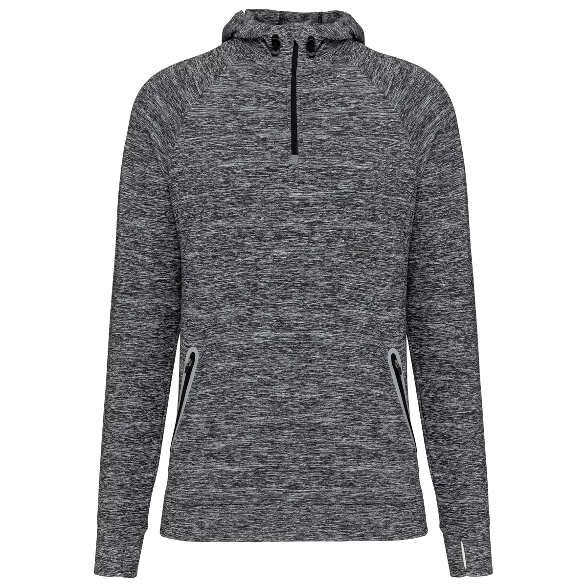 Unisex sportsweater Met Capuchon En Ritskraag Sporty Grey Melange