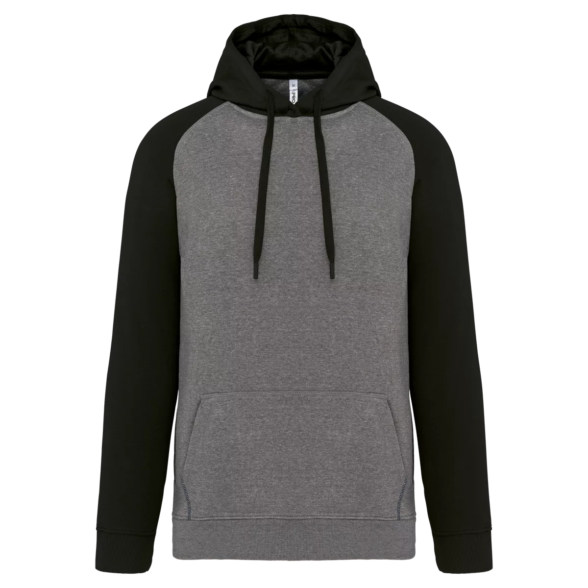 Tweekleurige sweater met capuchon volwassene Grey Heather / Black