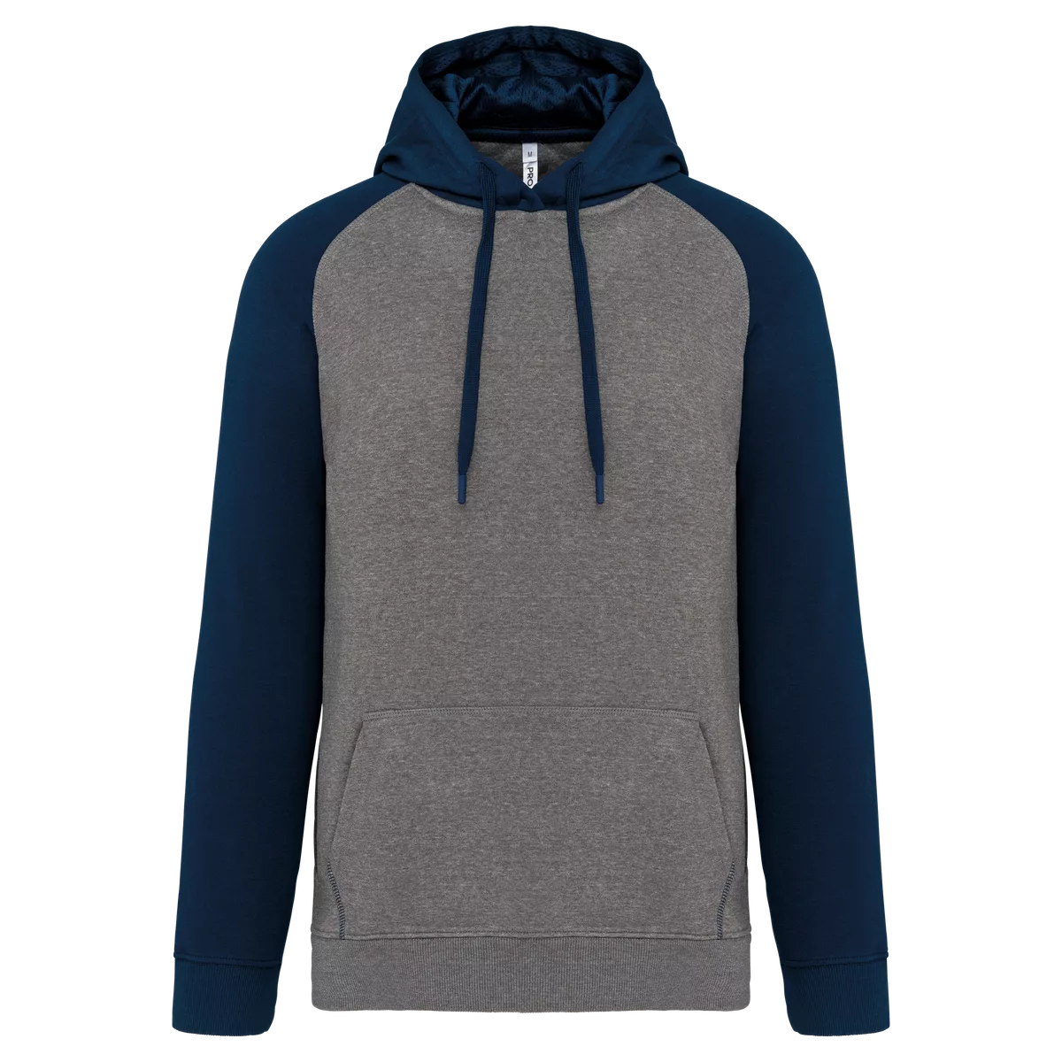 Tweekleurige sweater met capuchon volwassene Grey Heather / Sporty Navy