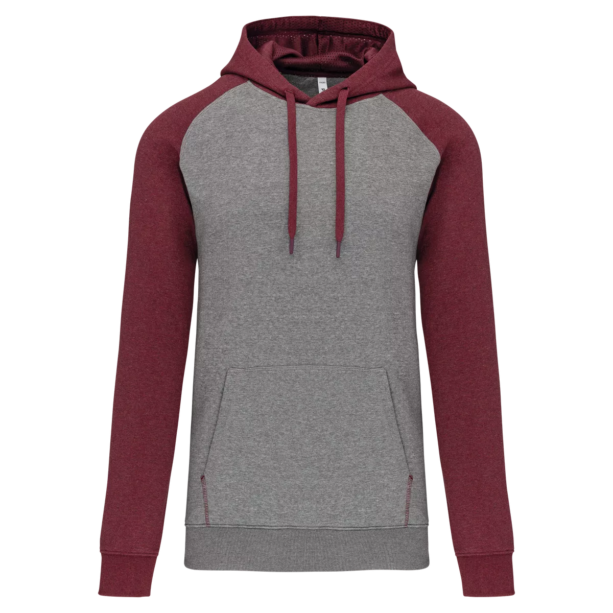 Tweekleurige sweater met capuchon volwassene Grey Heather / Wine Heather