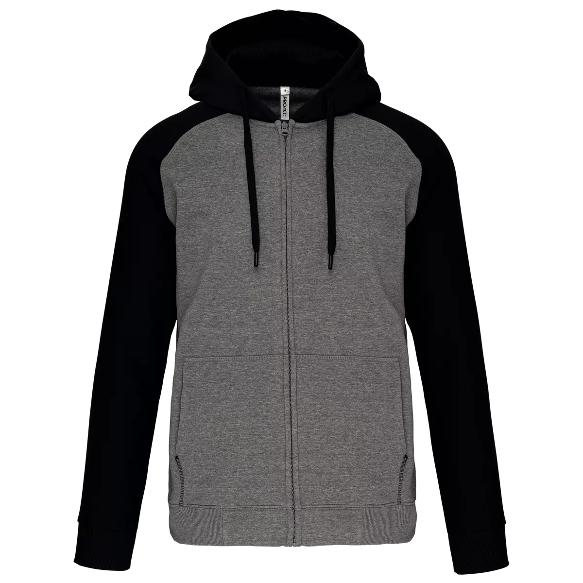 Tweekleurig sweatvest met capuchon unisex Grey Heather / Black