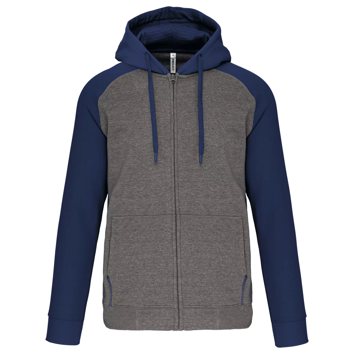 Tweekleurig sweatvest met capuchon unisex Grey Heather / Sporty Navy