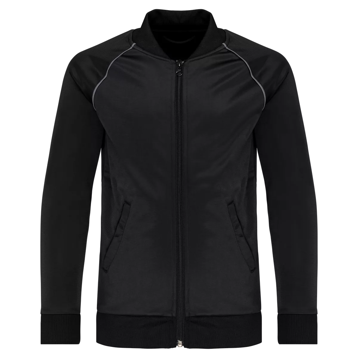 Kindertrainingsjasje met rits en biesje Black