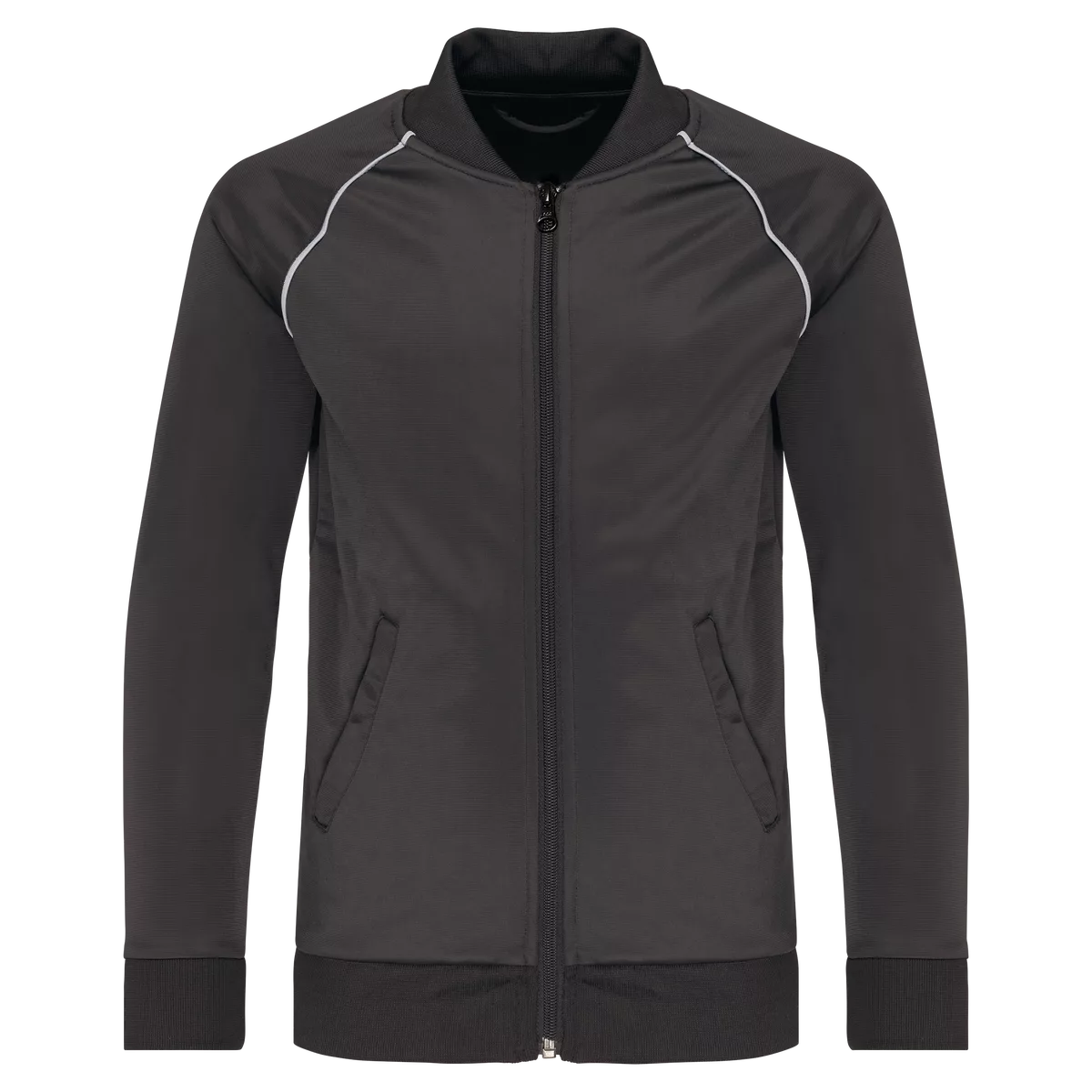 Kindertrainingsjasje met rits en biesje Dark Grey