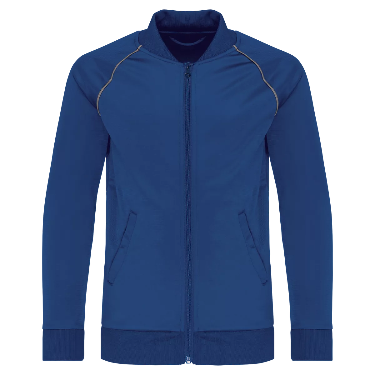 Kindertrainingsjasje met rits en biesje Dark Royal Blue