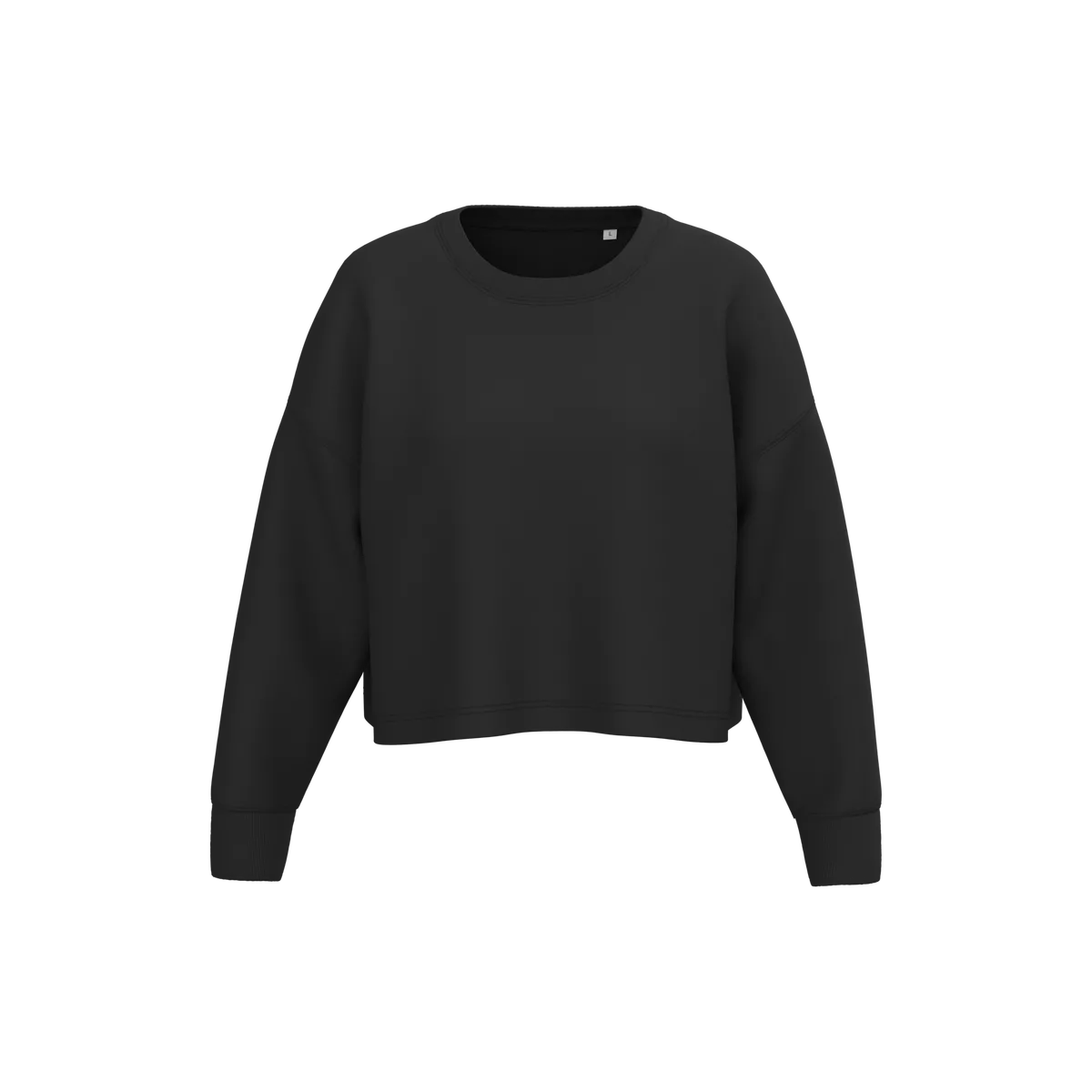 Cropped damessweater met ronde hals Black