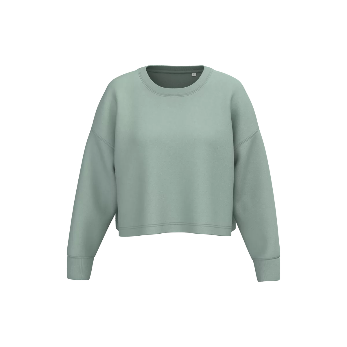 Cropped damessweater met ronde hals Sage