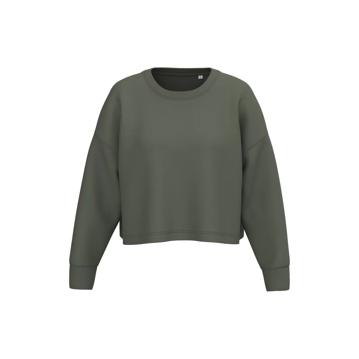 Cropped damessweater met ronde hals Sporty Khaki