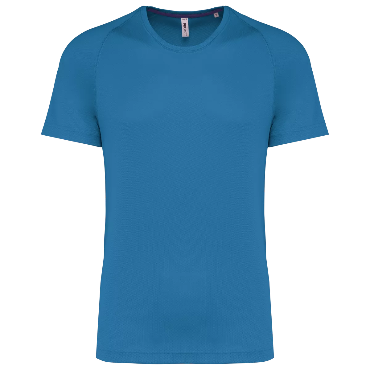 Gerecycled herensport-T-shirt met ronde hals Aqua Blue