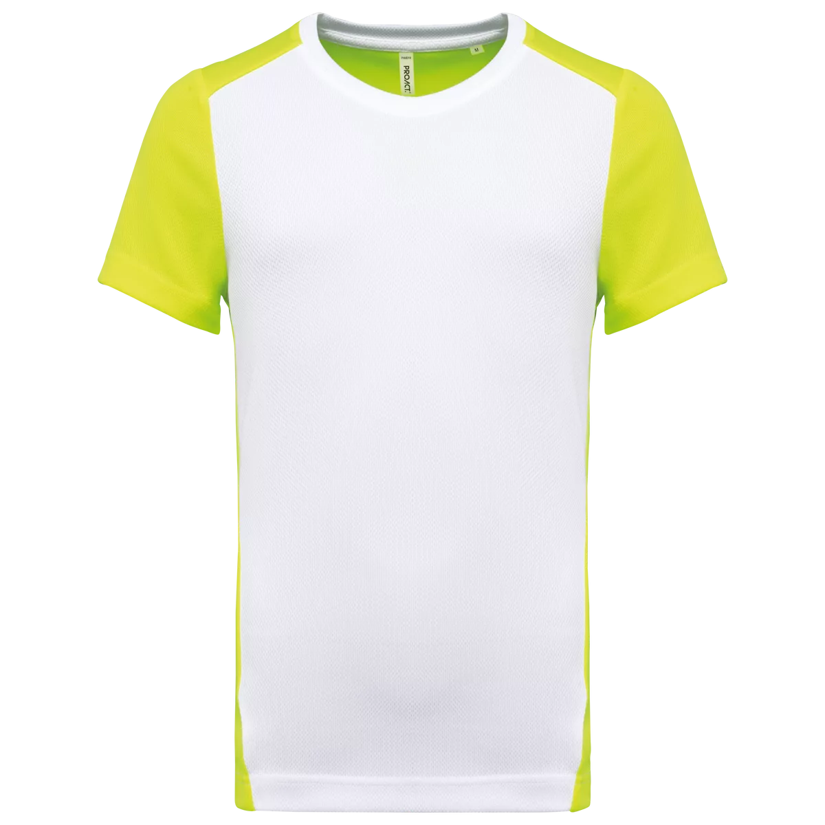 Ecologisch sport-T-shirt in twee kleuren voor heren White / Fluorescent Yellow