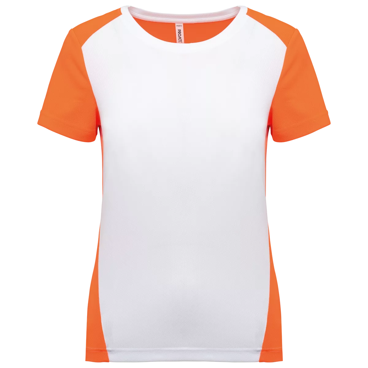 Ecologisch sport-T-shirt in twee kleuren voor dames White / Fluorescent Orange
