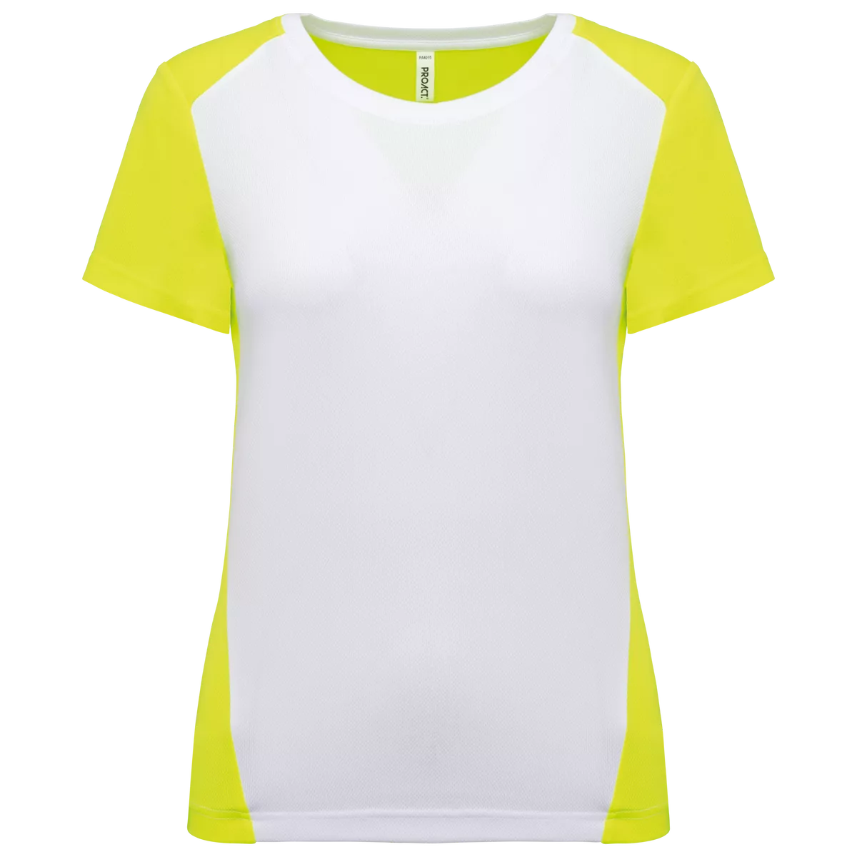 Ecologisch sport-T-shirt in twee kleuren voor dames White / Fluorescent Yellow