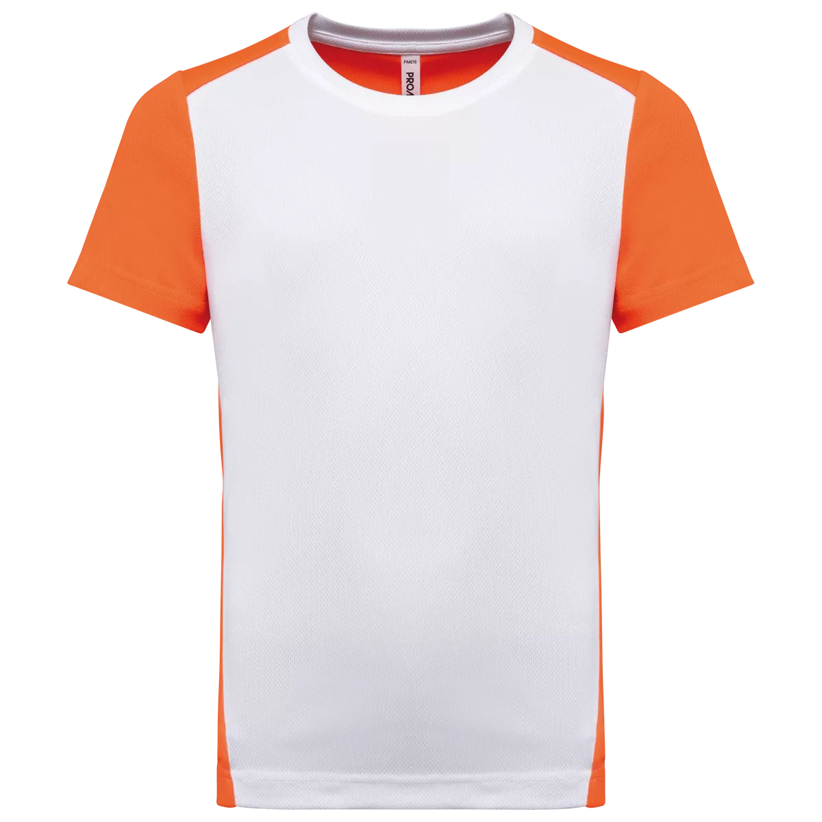 Ecologisch sport-T-shirt in twee kleuren voor kinderen White / Fluorescent Orange