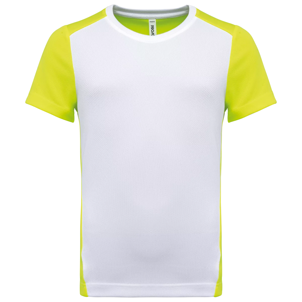 Ecologisch sport-T-shirt in twee kleuren voor kinderen White / Fluorescent Yellow