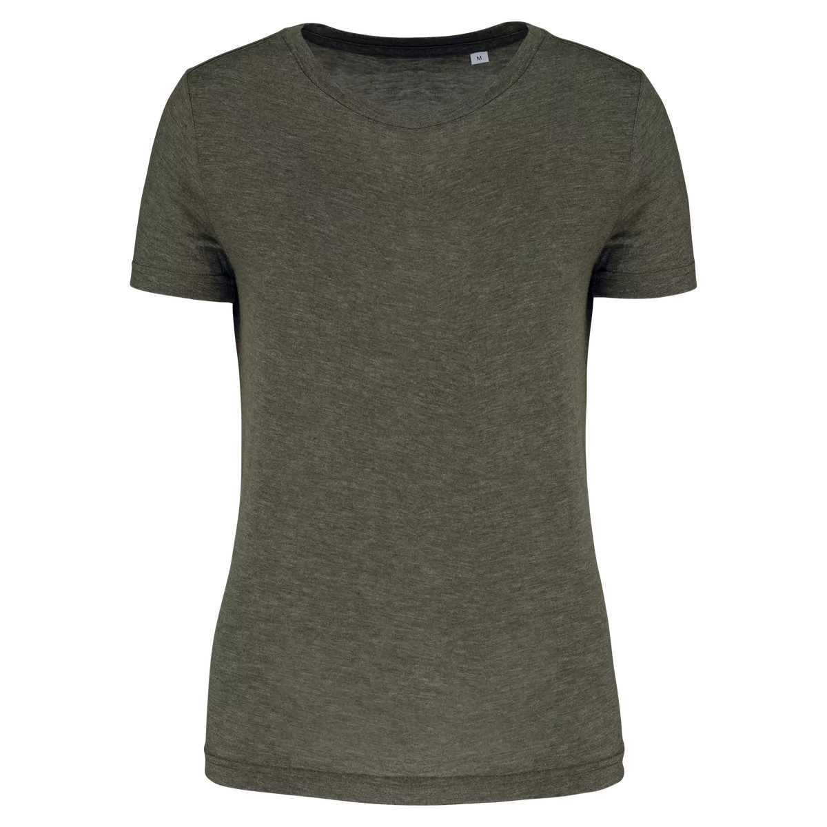 Damessport-T-shirt triblend met ronde hals Dark Khaki Heather