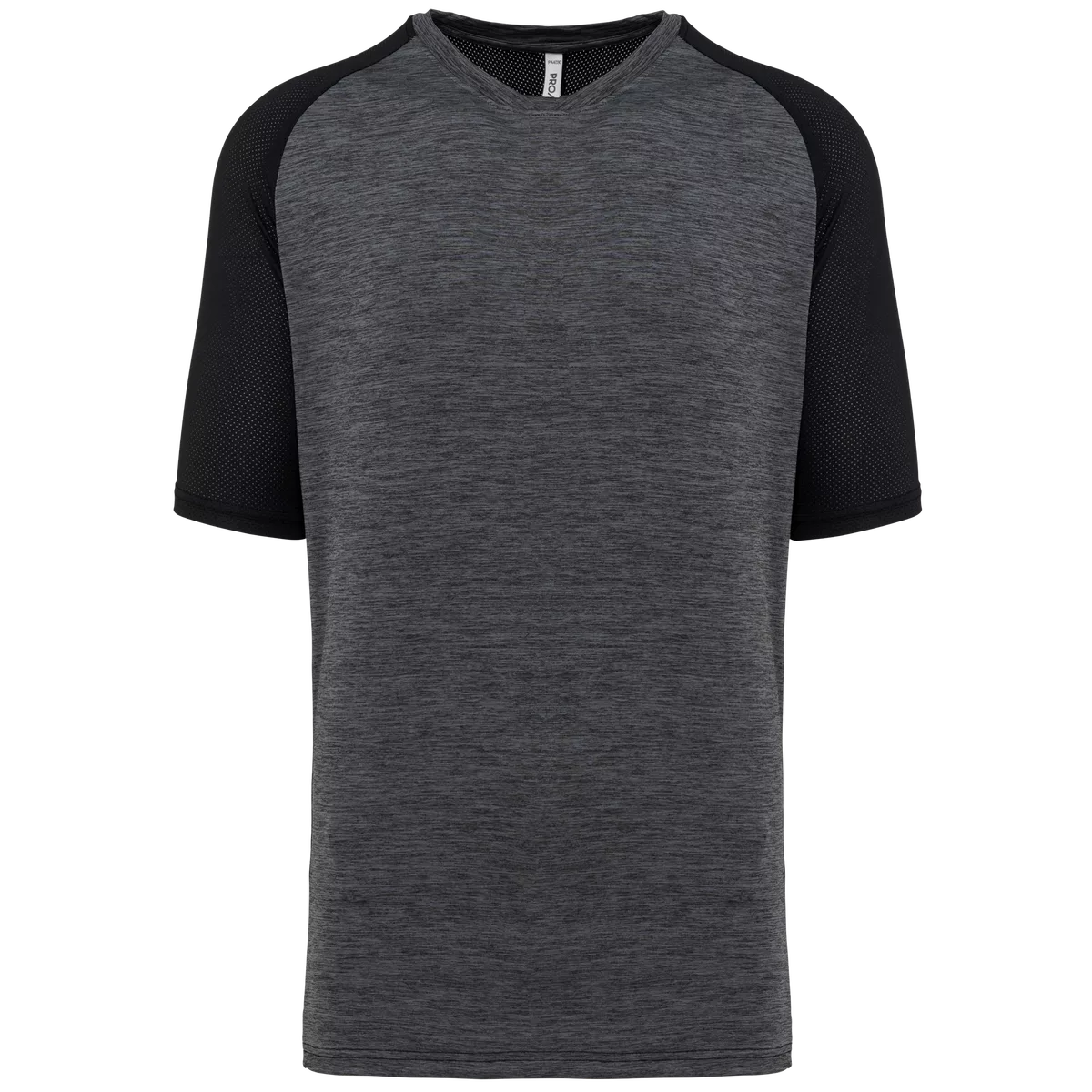 Tweekleurig padel-T-shirt met raglanmouwen voor heren Black / Marl Dark Grey