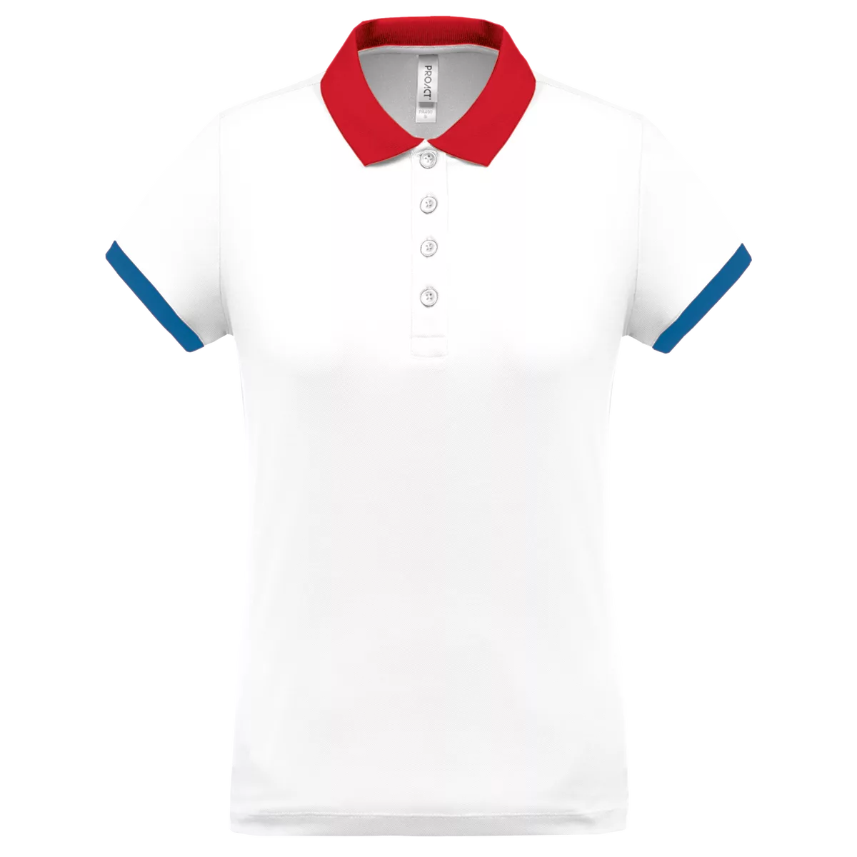 Dames-sportpolo White / Red / Sporty Royal Blue