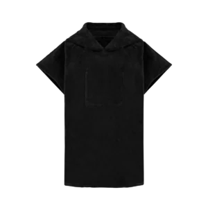 Kinderponcho met capuchon van badstof Black
