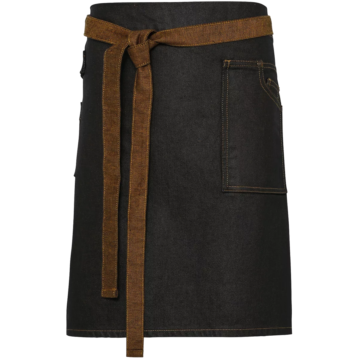Division – Waxed look denim waist apron Black / Tan Denim