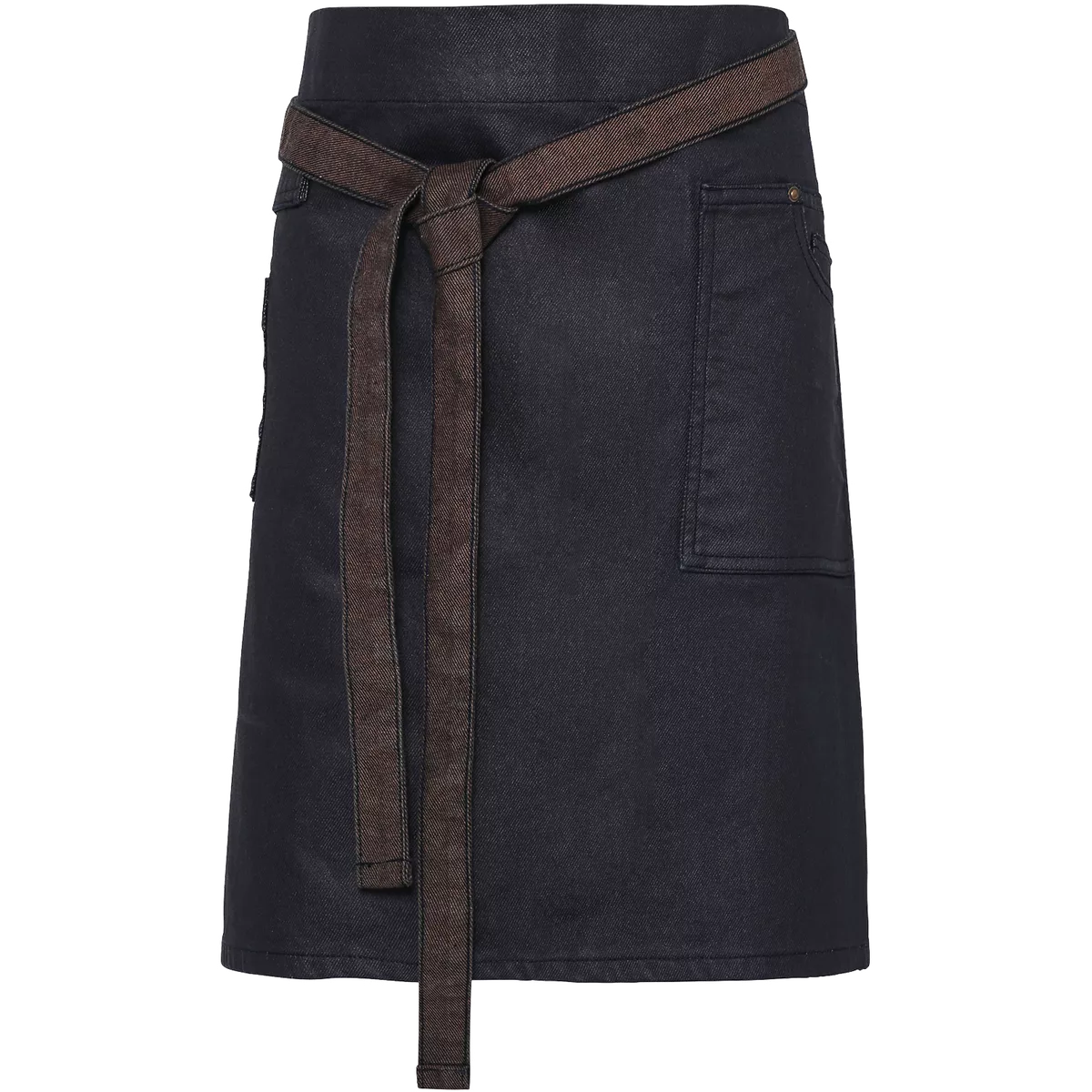 Division – Waxed look denim waist apron Indigo / Brown Denim