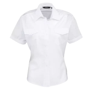 Ladies Pilot Short Sleeved Shirt White