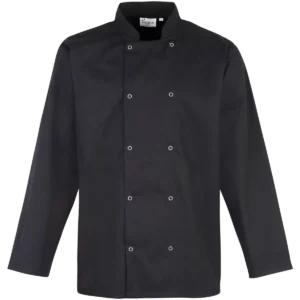 Long Sleeve Press Stud Chef’s Jacket Black