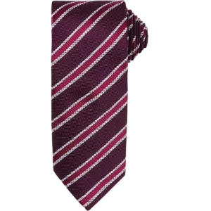 Stropdas “Waffle Stripe” Aubergine / Burgundy