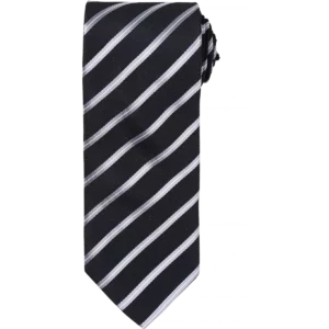 Stropdas “Sports Stripe” Black / Silver