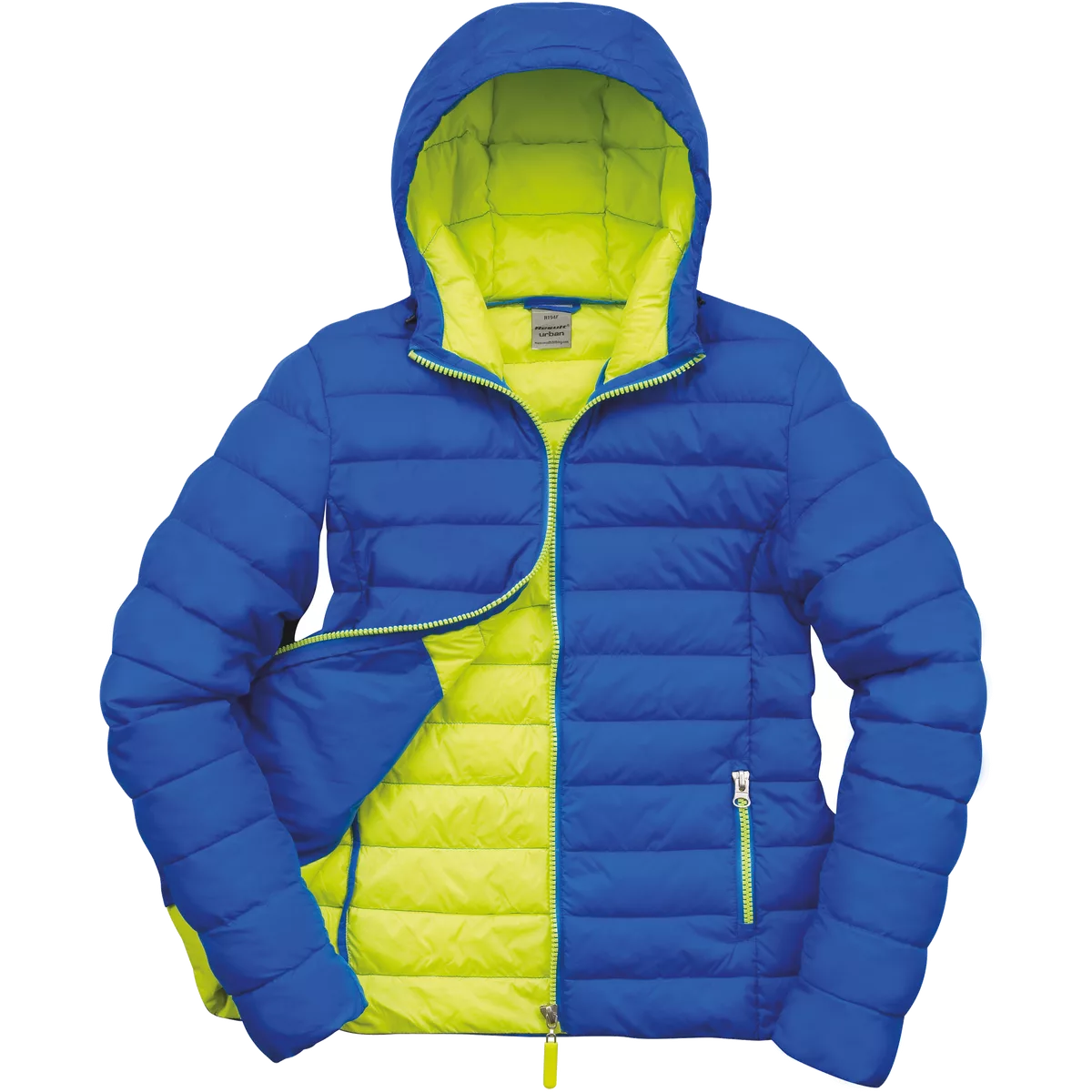 Womens Snow Bird jack met capuchon Ocean Blue / Lime Punch