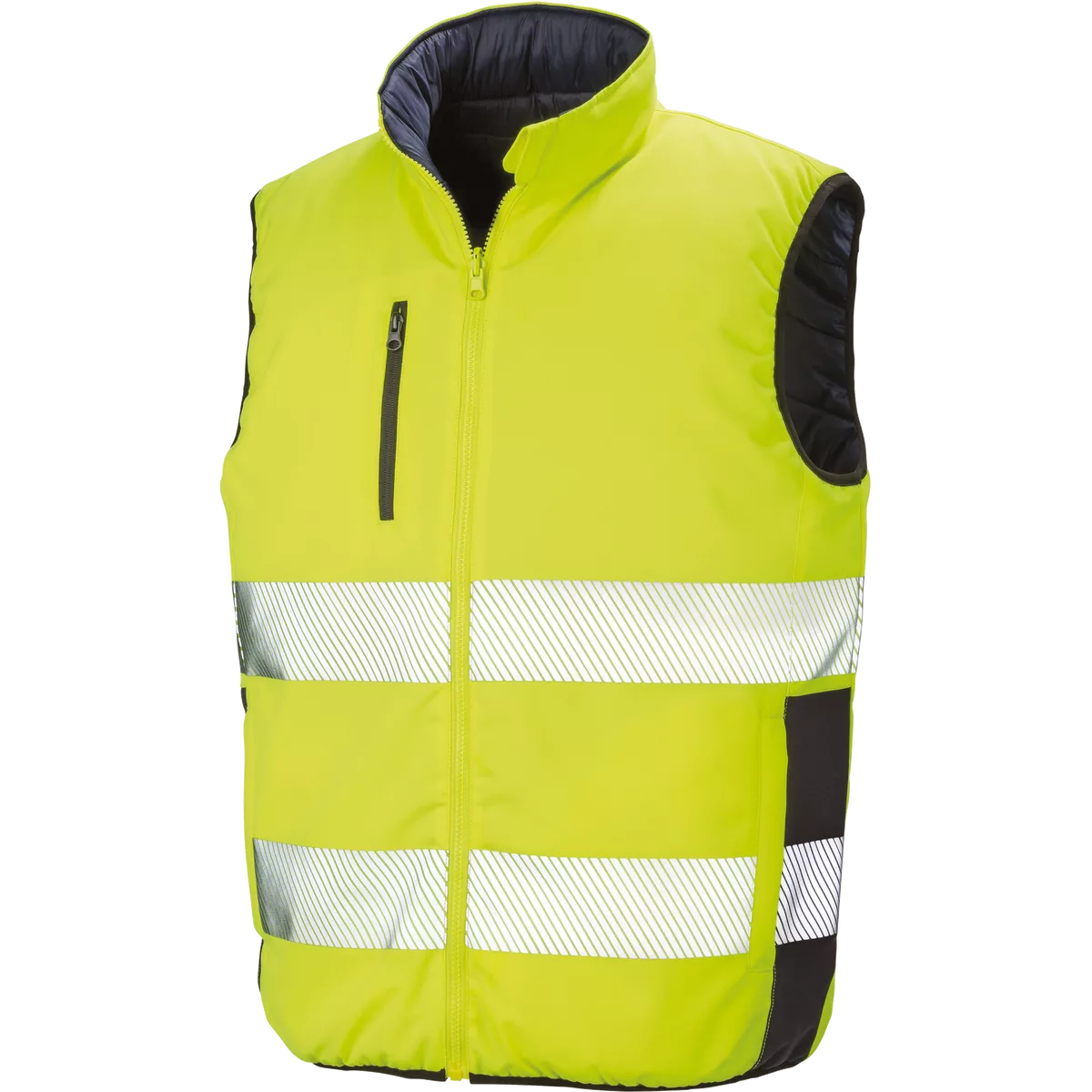 Omkeerbaar zacht gewatteerd veiligheidshesje Fluorescent Yellow / Navy