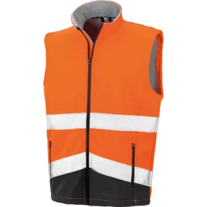 Hi-vis softshellgilet Fluorescent Orange / Black