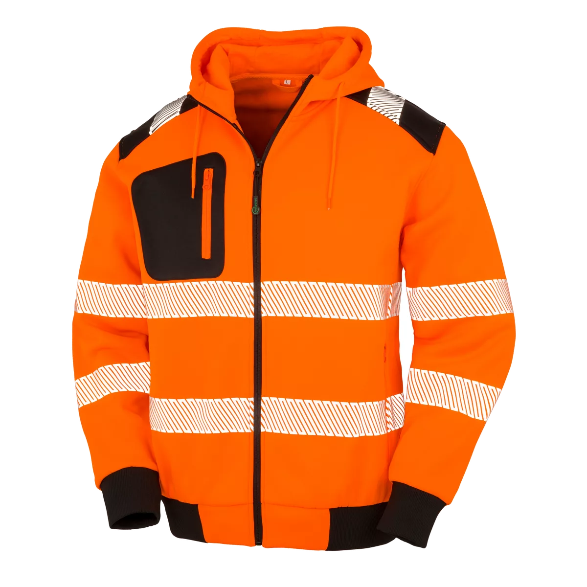 Gerecycled veiligheidssweatvest met capuchon Fluorescent Orange