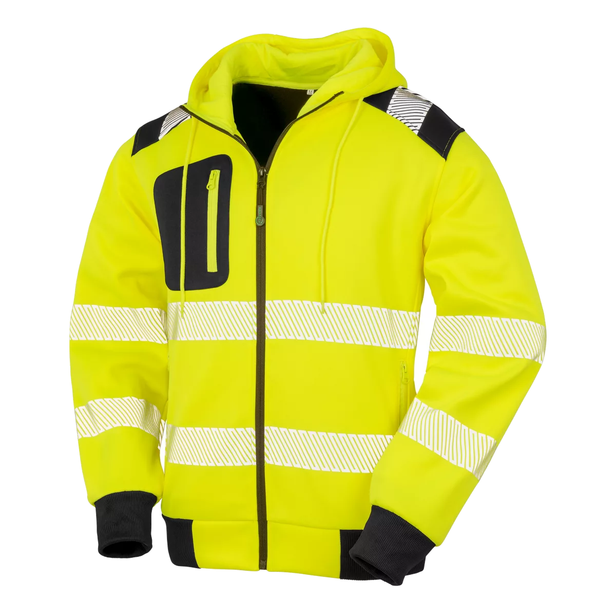 Gerecycled veiligheidssweatvest met capuchon Fluorescent Yellow