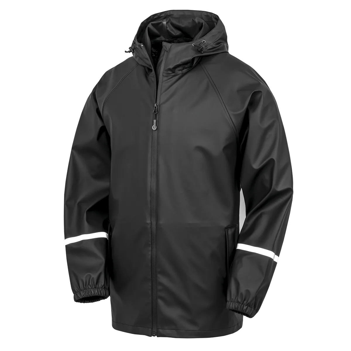 Waterdichte Prism PU-jas met reflecterende banden. Black