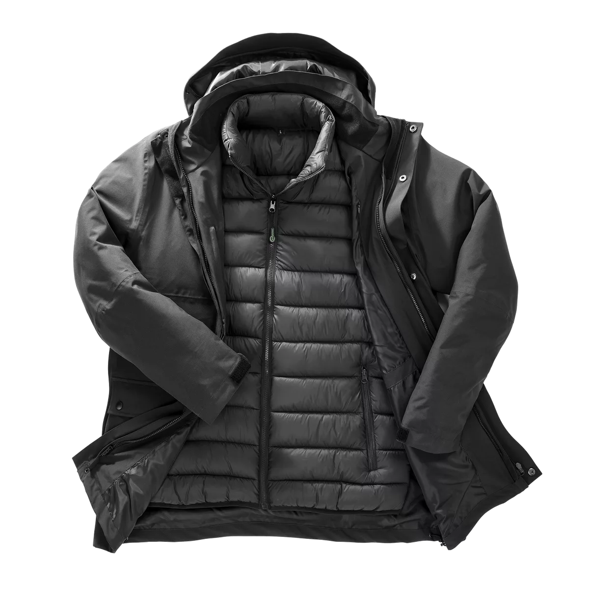 3-in-1 gerecyclede Ripstop donsjas Black