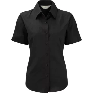 Ladies Short Sleeve Easy Care Oxford Shirt Black