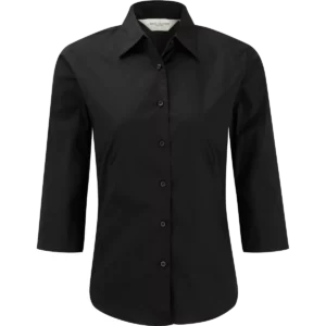 Ladies’ 3/4 Sleeve Easy Care Fitted Shirt Black