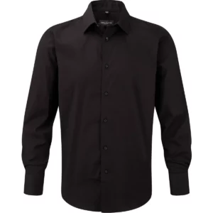 Men’s Long Sleeve Easy Care Fitted Shirt Black