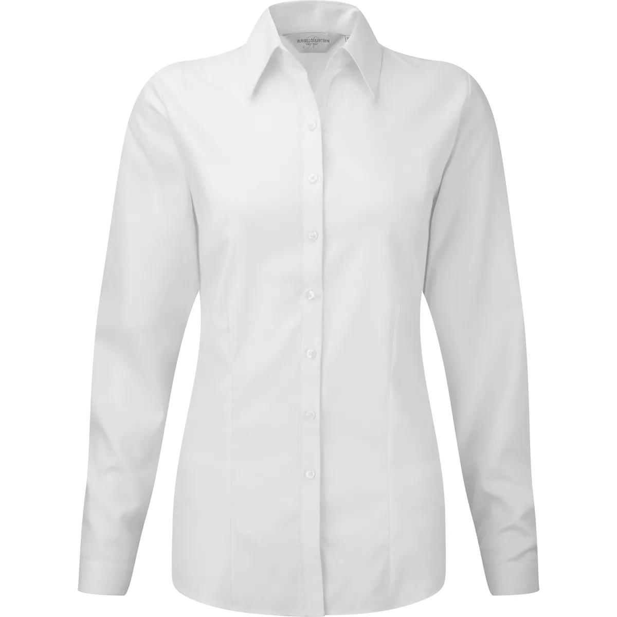 Ladies Long Sleeve Herringbone Shirt White