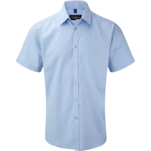Men’s Short Sleeve Herringbone Shirt Light Blue